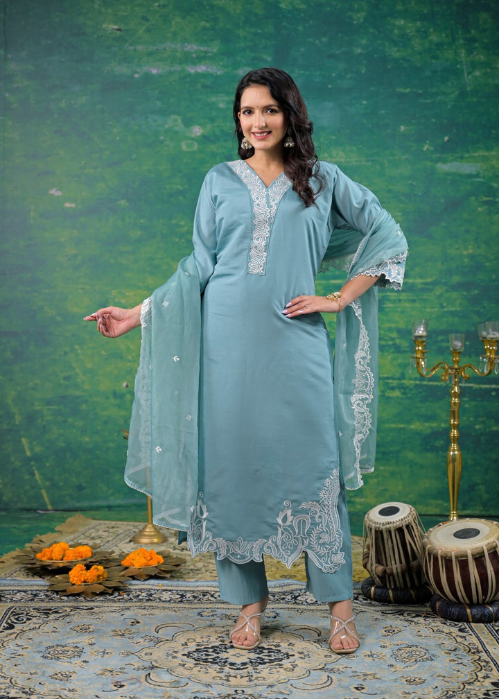 Morni Glacier Embroidered Suit Set