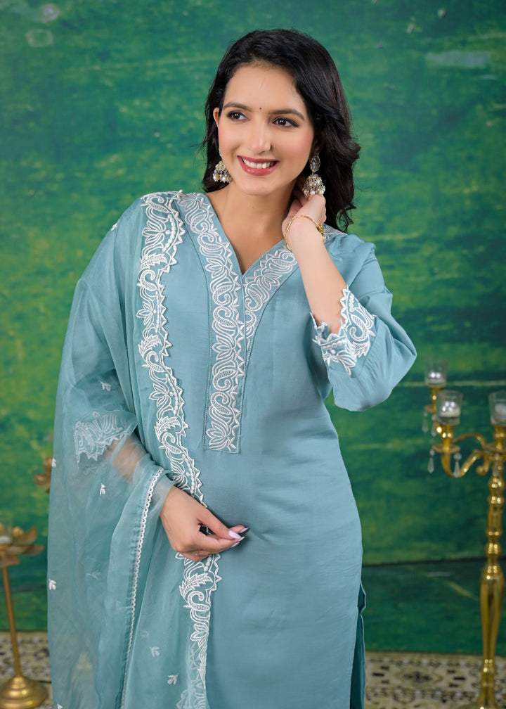 Morni Glacier Embroidered Suit Set