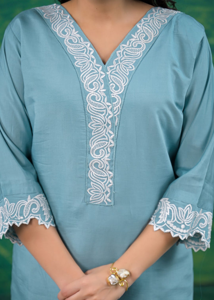Morni Glacier Embroidered Suit Set