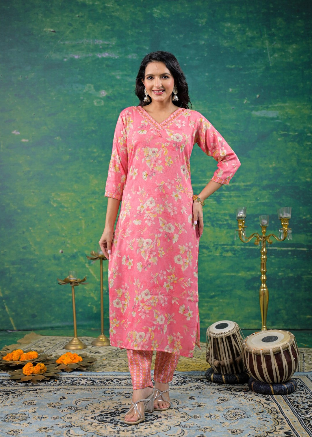 Shanti Floss Printed Work Suit Set