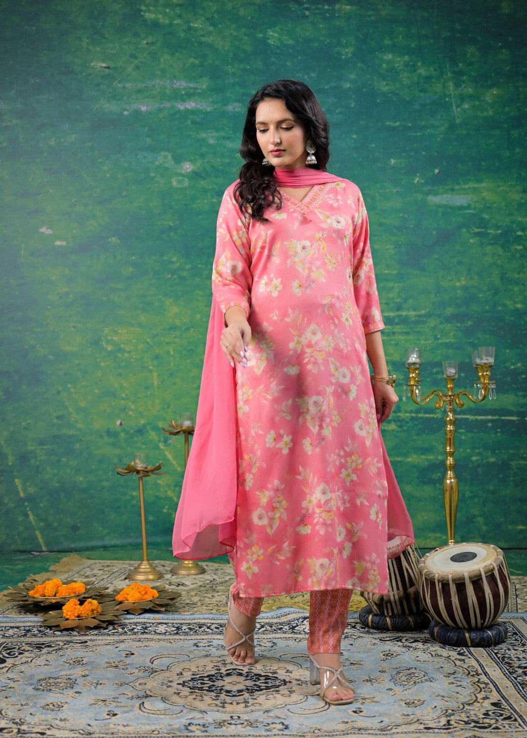 Shanti Floss Printed Work Suit Set