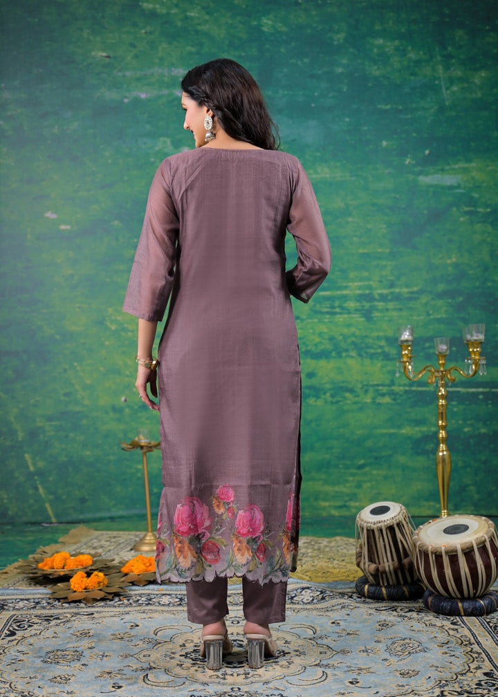 Vadehi Wenge Embroidered Suit Set