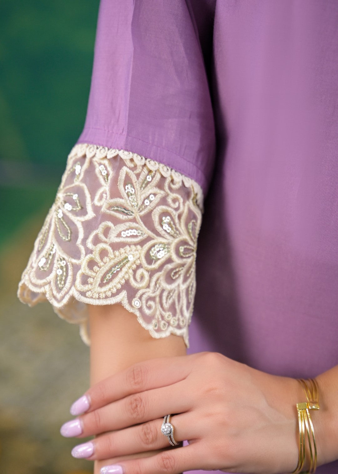Morni Lavender Embroidered Suit Set