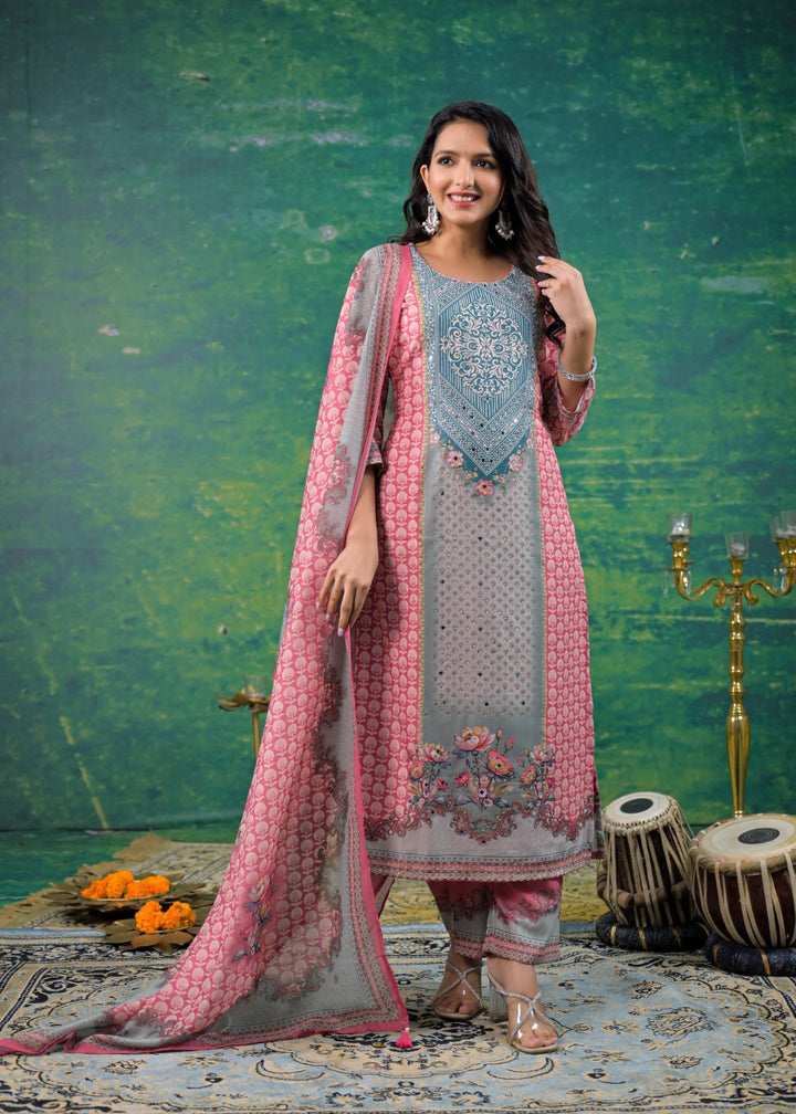 Dhvani Salmon Work Suit Set