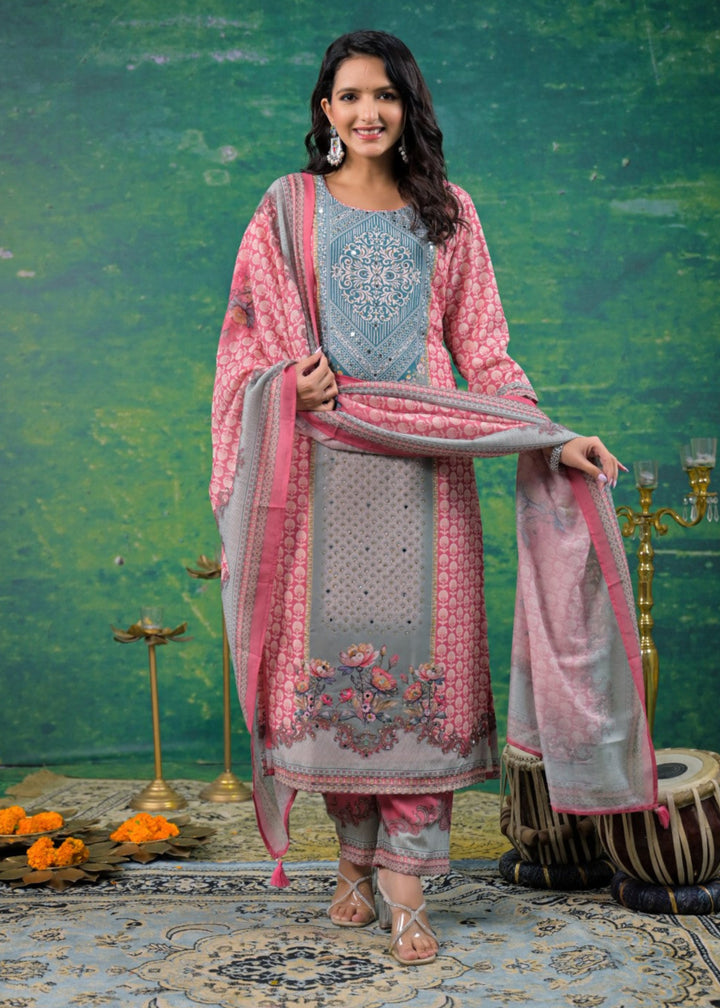 Dhvani Salmon Work Suit Set