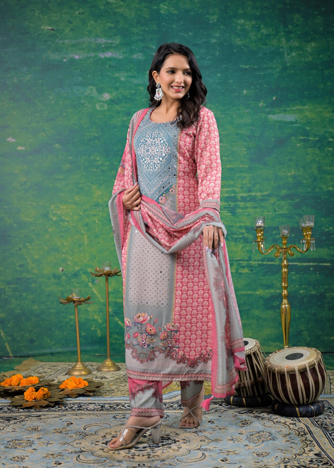 Dhvani Salmon Work Suit Set