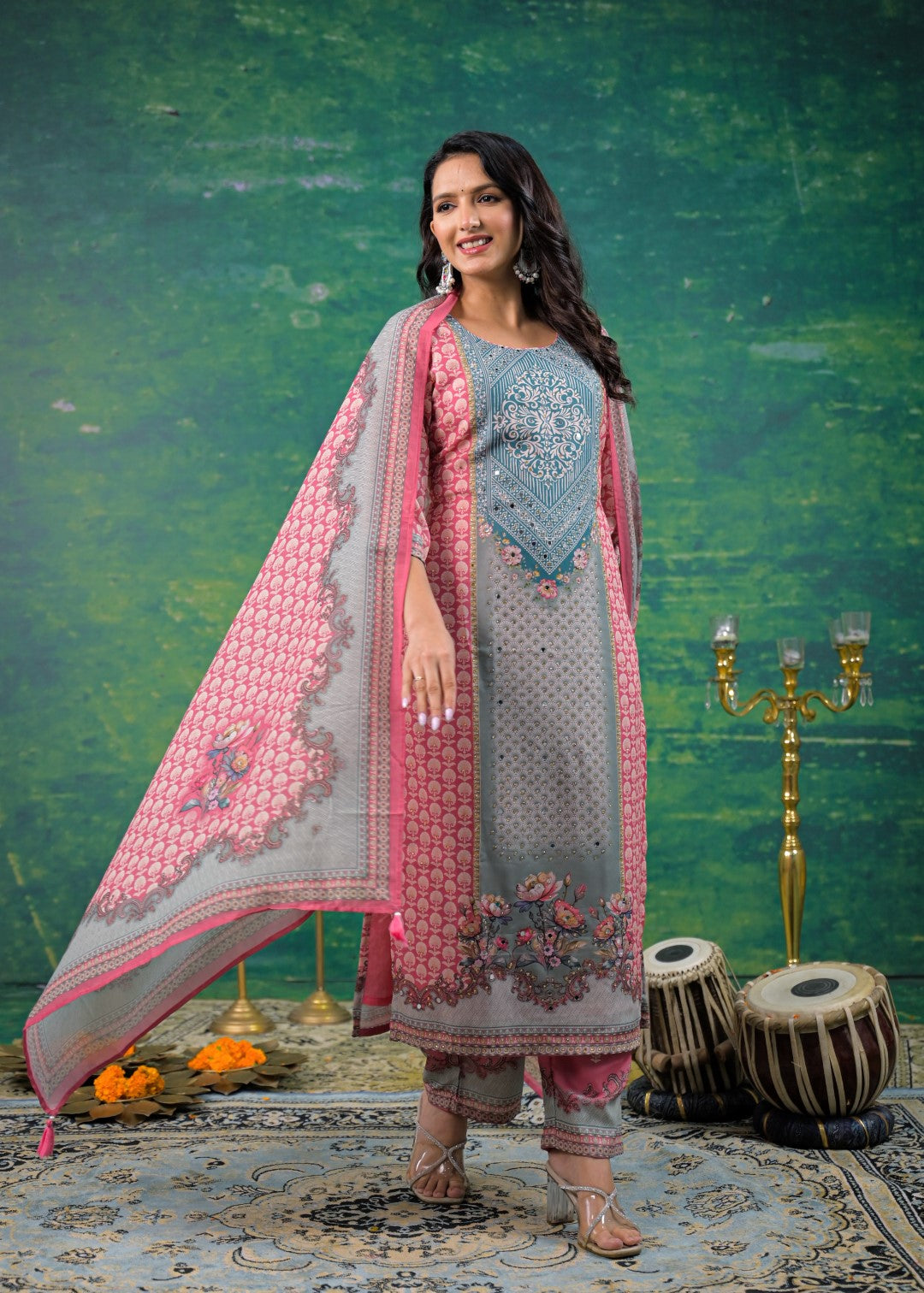 Dhvani Salmon Work Suit Set