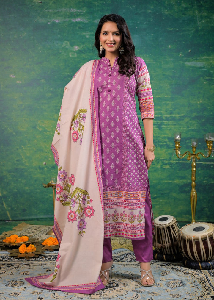 Shanti Orchid Printed Suit Set