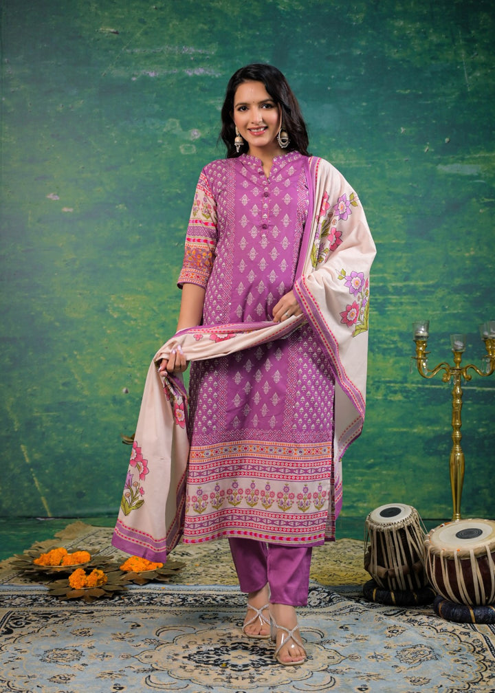 Shanti Orchid Printed Suit Set
