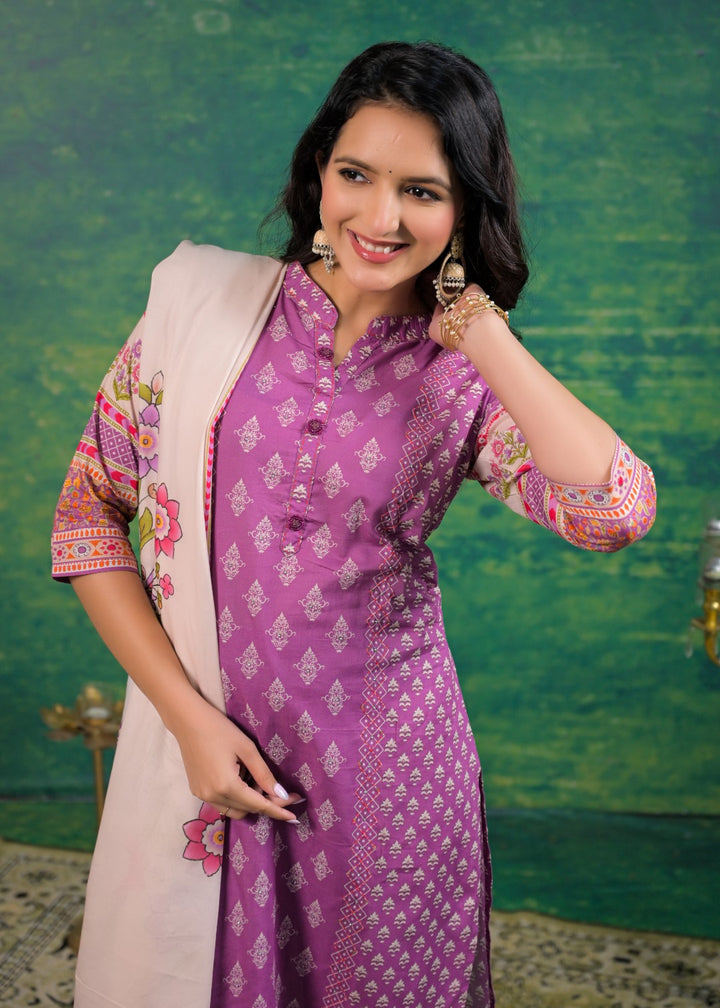 Shanti Orchid Printed Suit Set