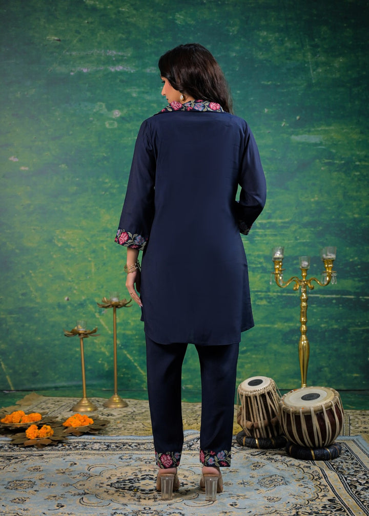 Pankhuri Navy Embroidered Co-ord Set