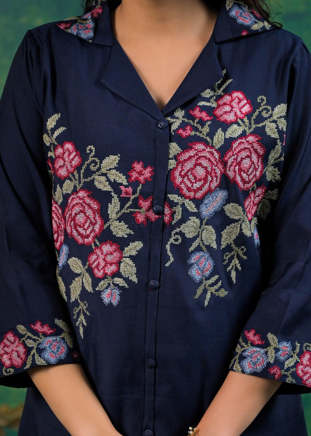 Pankhuri Navy Embroidered Co-ord Set