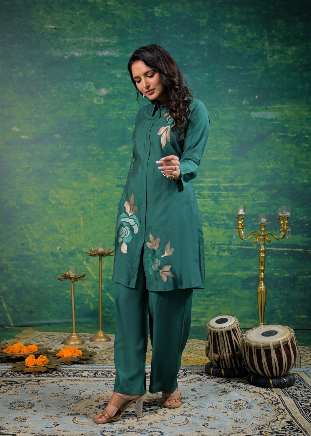 Shanti Viridian Embroidered Co-ord Set