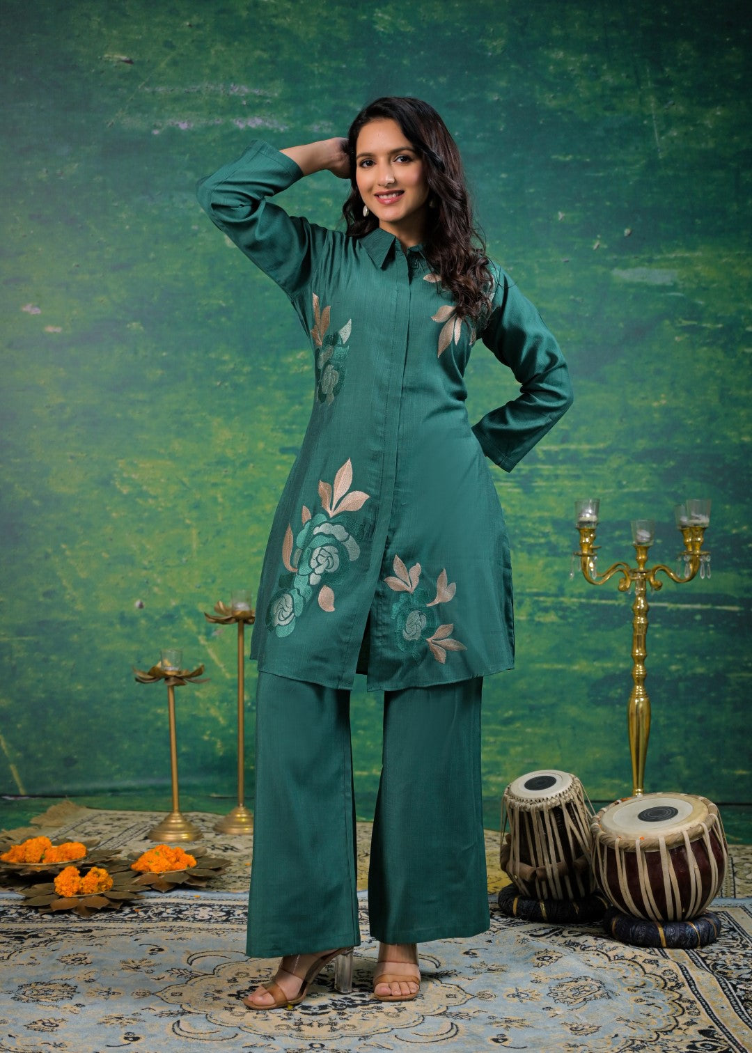 Shanti Viridian Embroidered Co-ord Set