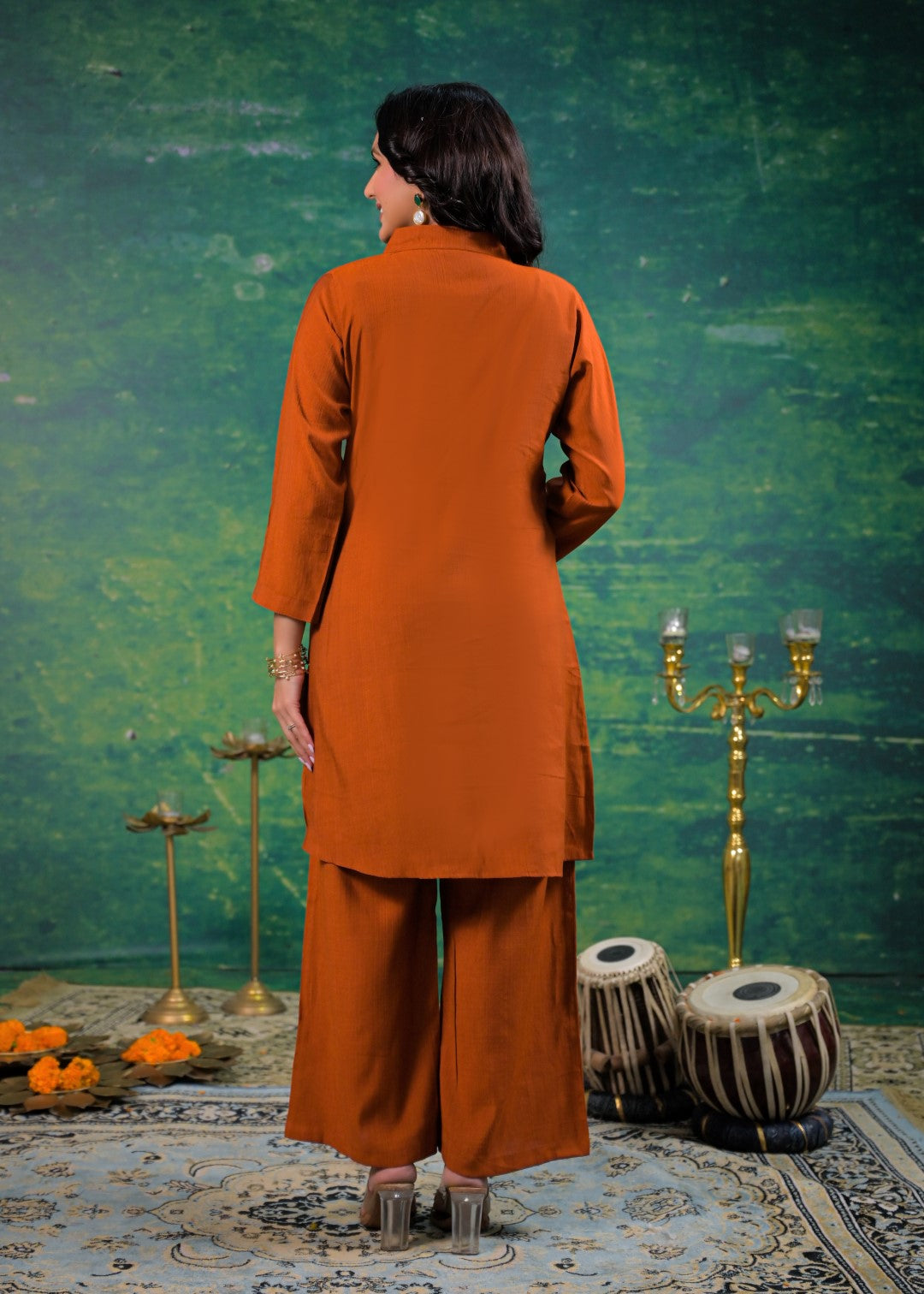 Shanti Apricot Embroidered Co-ord Set