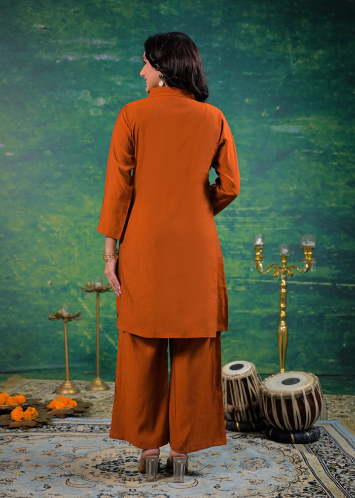 Shanti Apricot Embroidered Co-ord Set