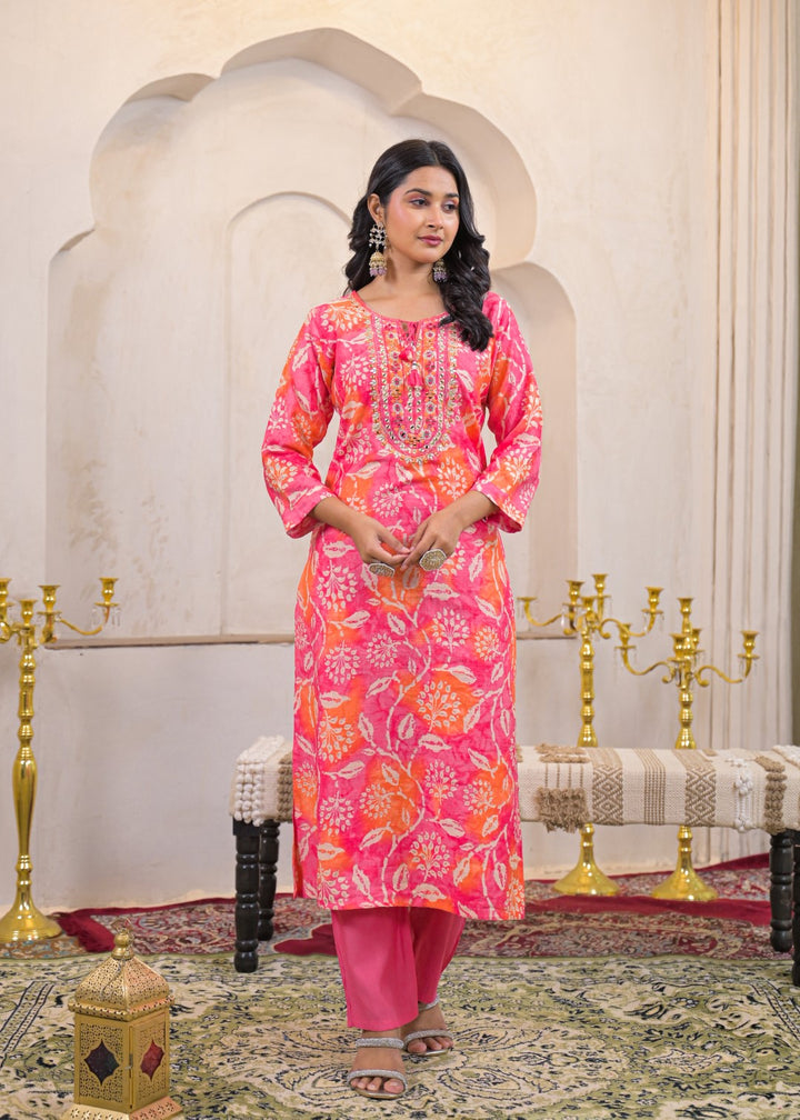 Shanti Rouge Printed Work Suit Set