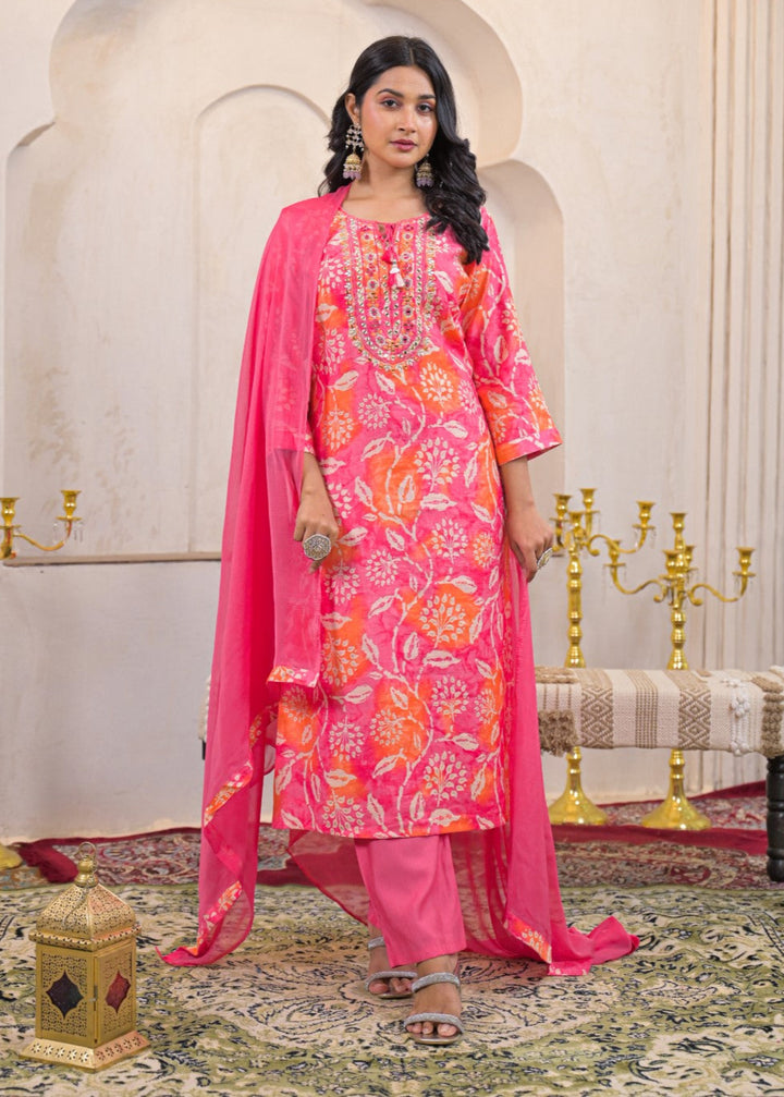 Shanti Rouge Printed Work Suit Set