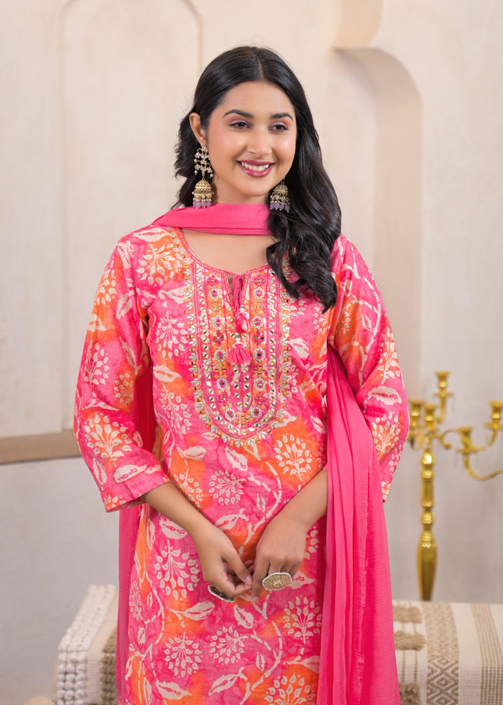 Shanti Rouge Printed Work Suit Set