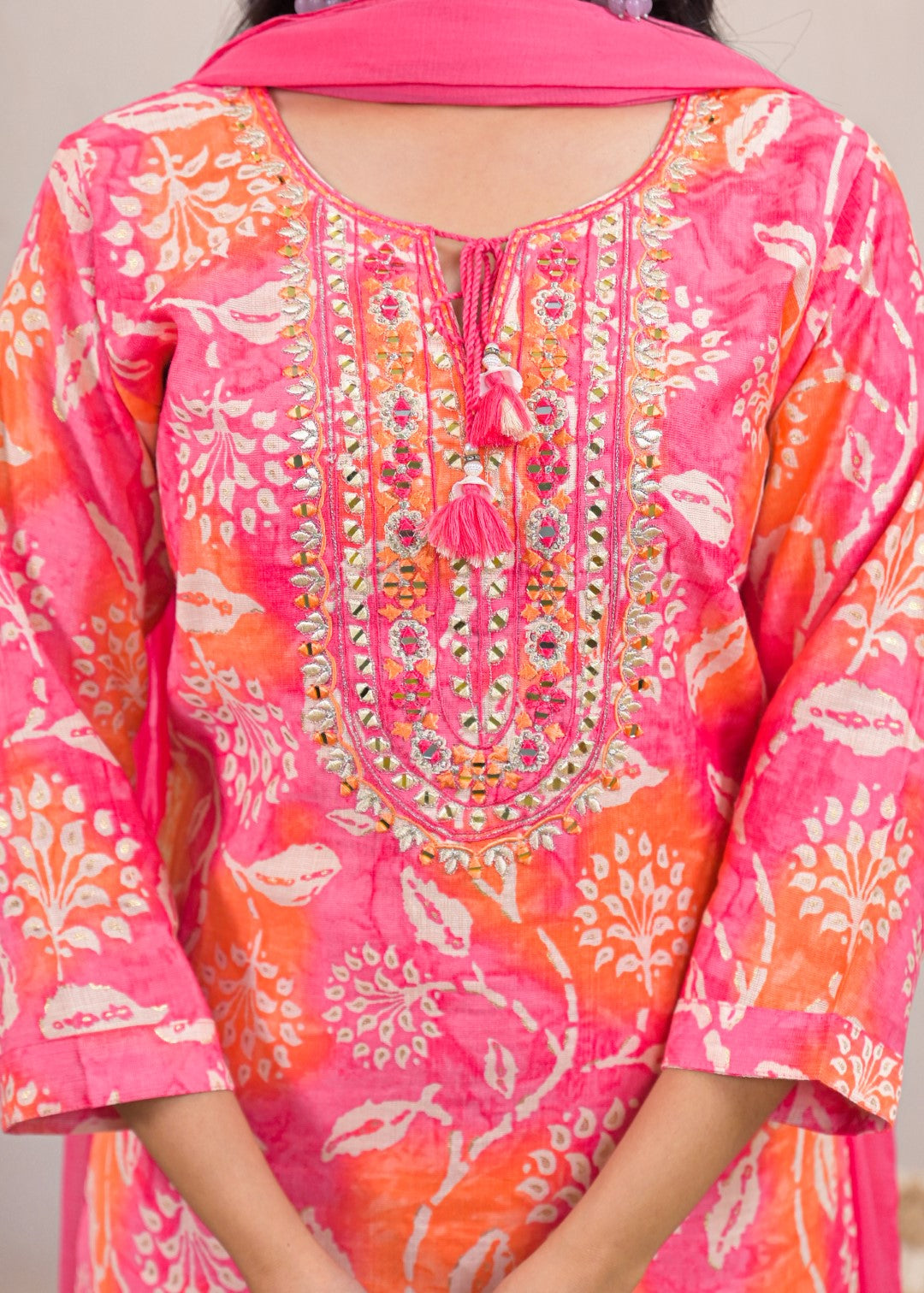 Shanti Rouge Printed Work Suit Set