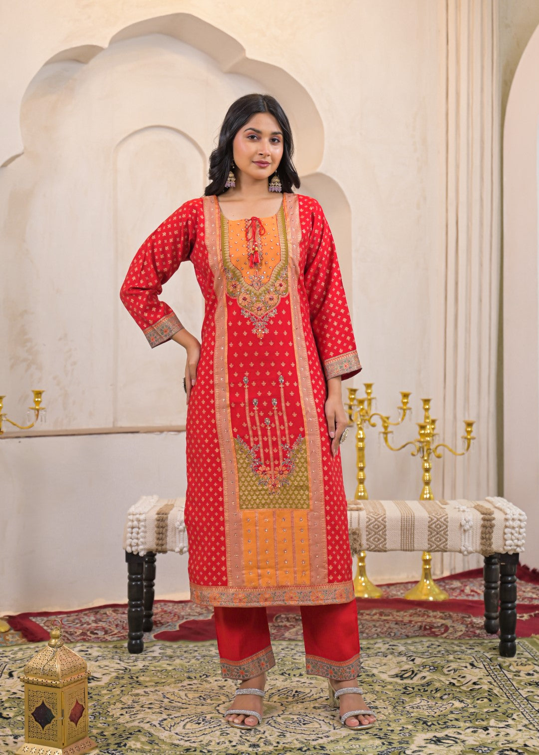 Shanti Crimson Work Suit Set