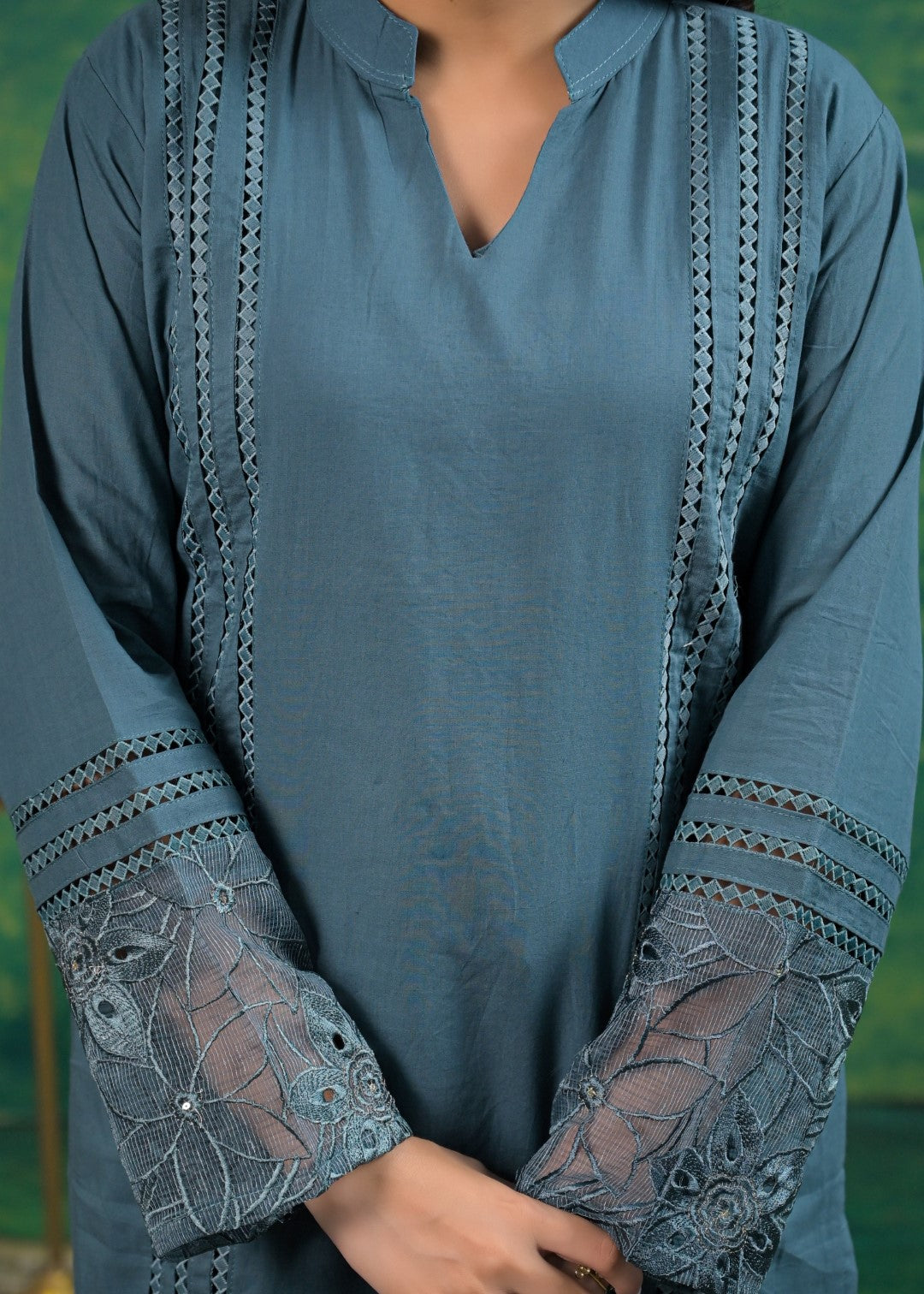 Gaurisha Teal Cut Work Co-ord Set