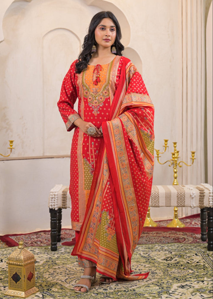 Shanti Crimson Work Suit Set