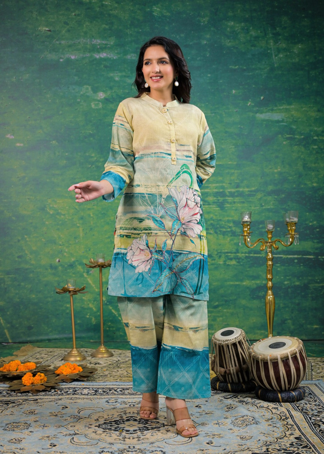 Shanti Lime Printed Co-ord Set