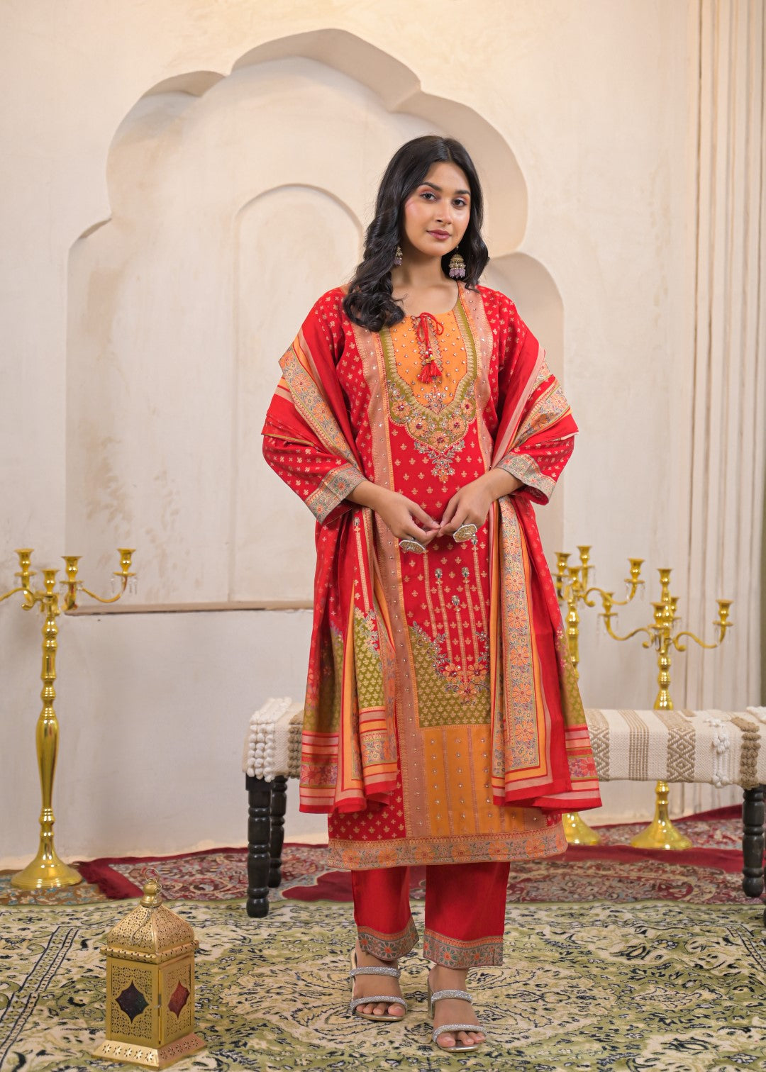 Shanti Crimson Work Suit Set