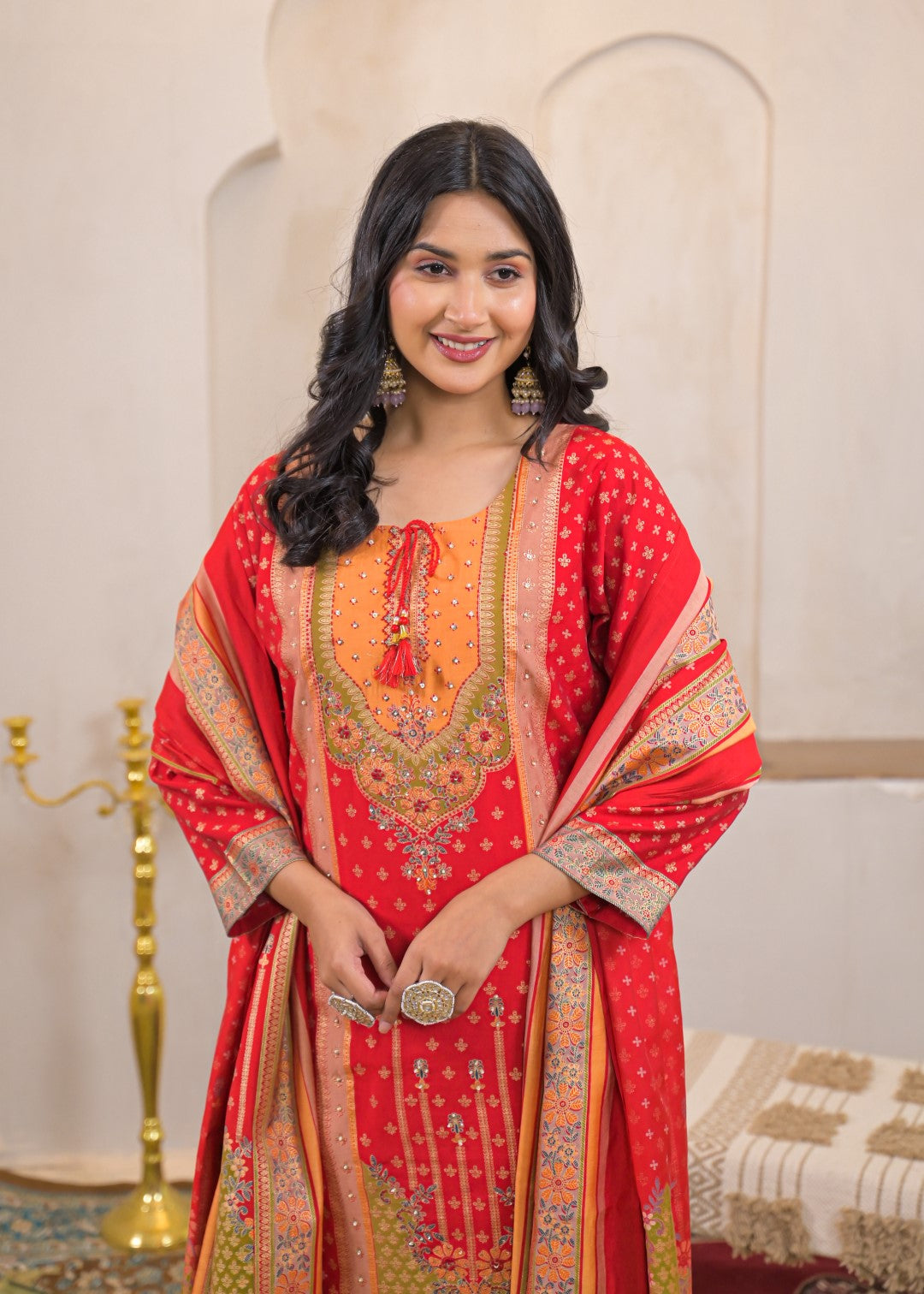 Shanti Crimson Work Suit Set