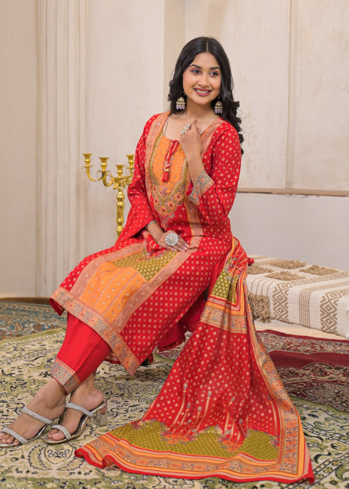 Shanti Crimson Work Suit Set