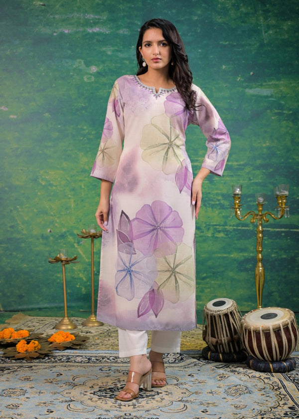 Yami Lavender Printed Kurti
