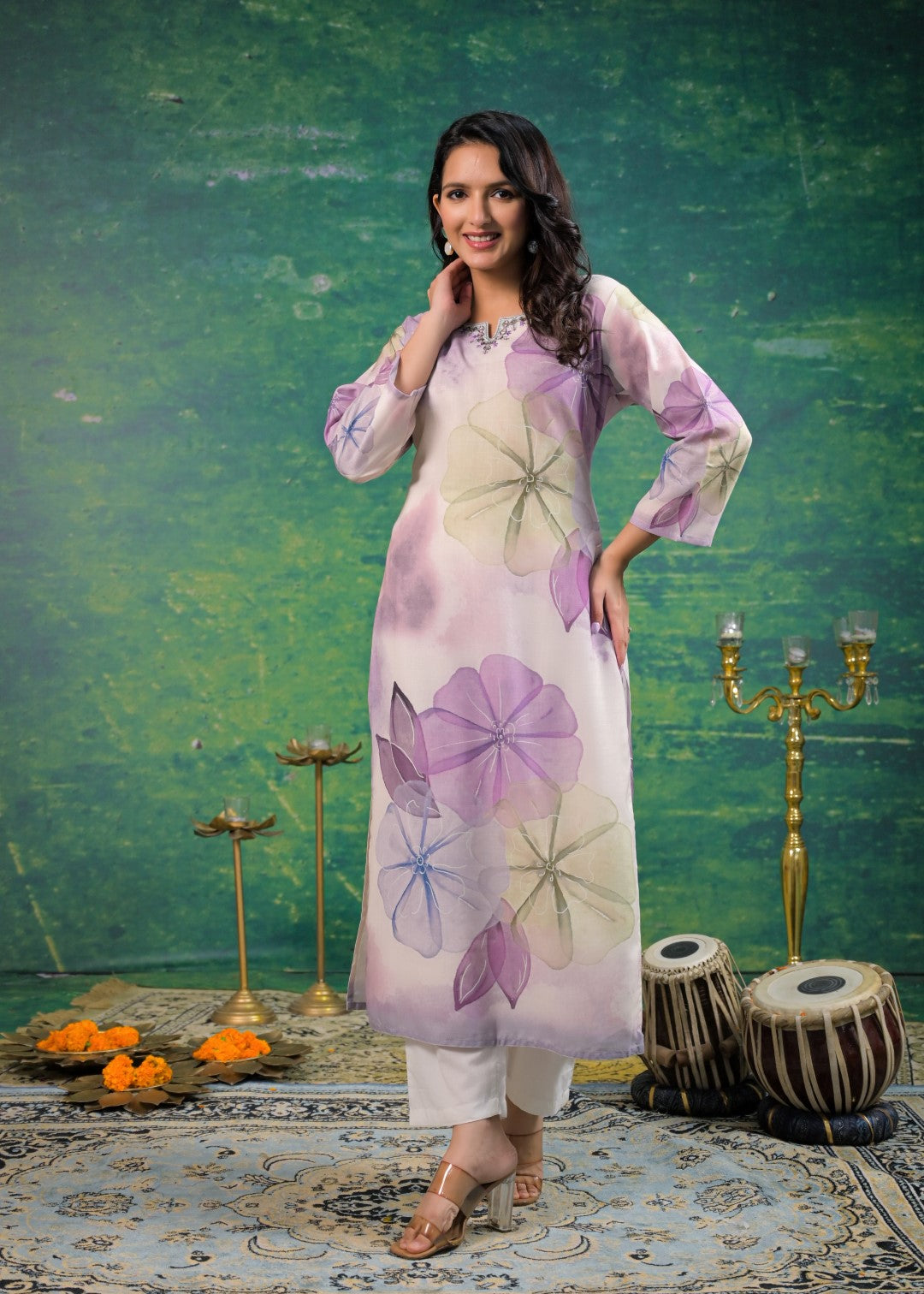Yami Lavender Printed Kurti