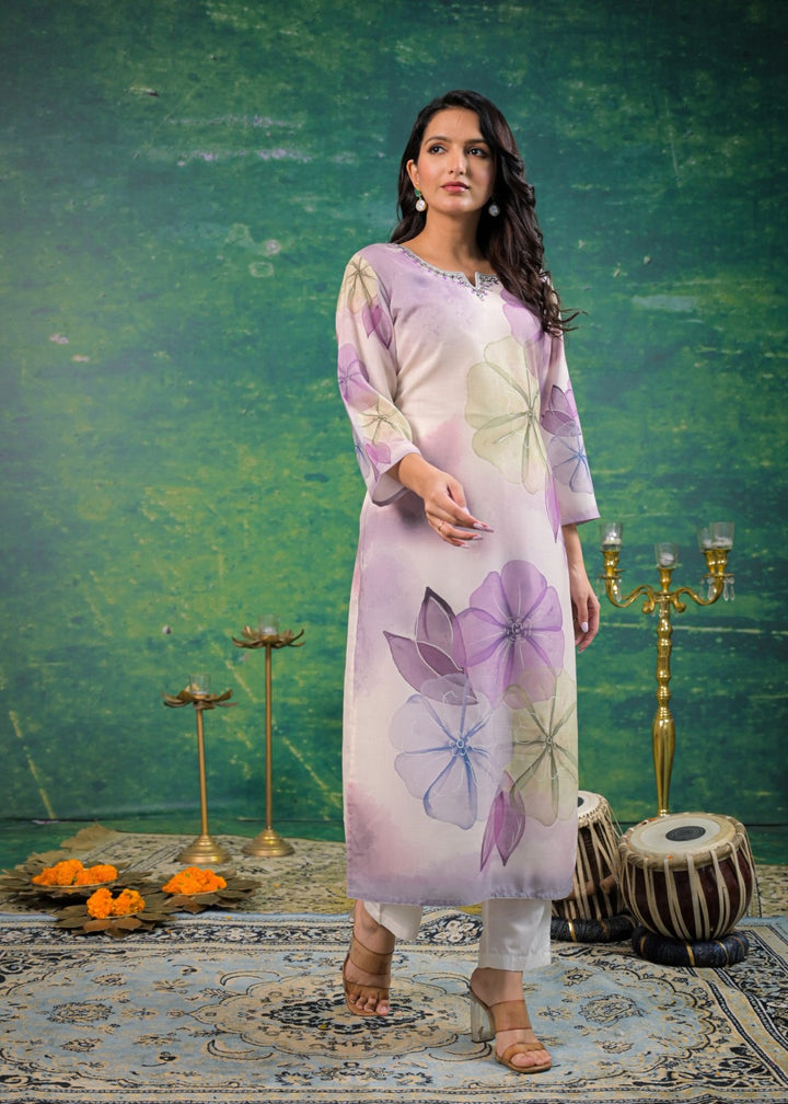 Yami Lavender Printed Kurti