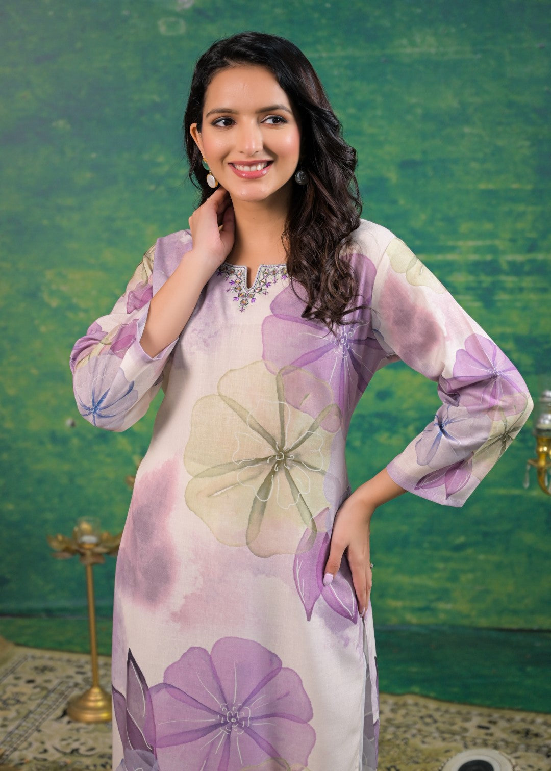 Yami Lavender Printed Kurti