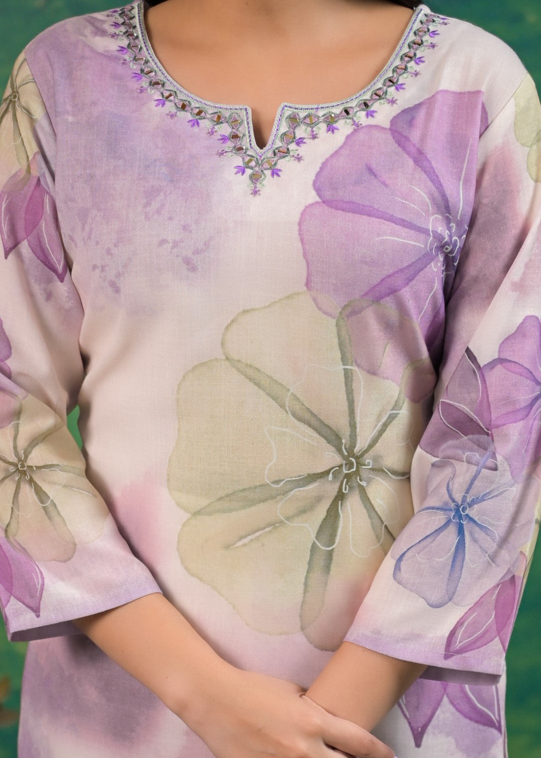 Yami Lavender Printed Kurti