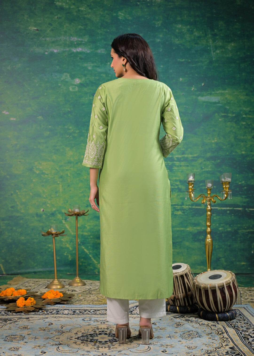 Sarvari Celery Embroidered Kurti