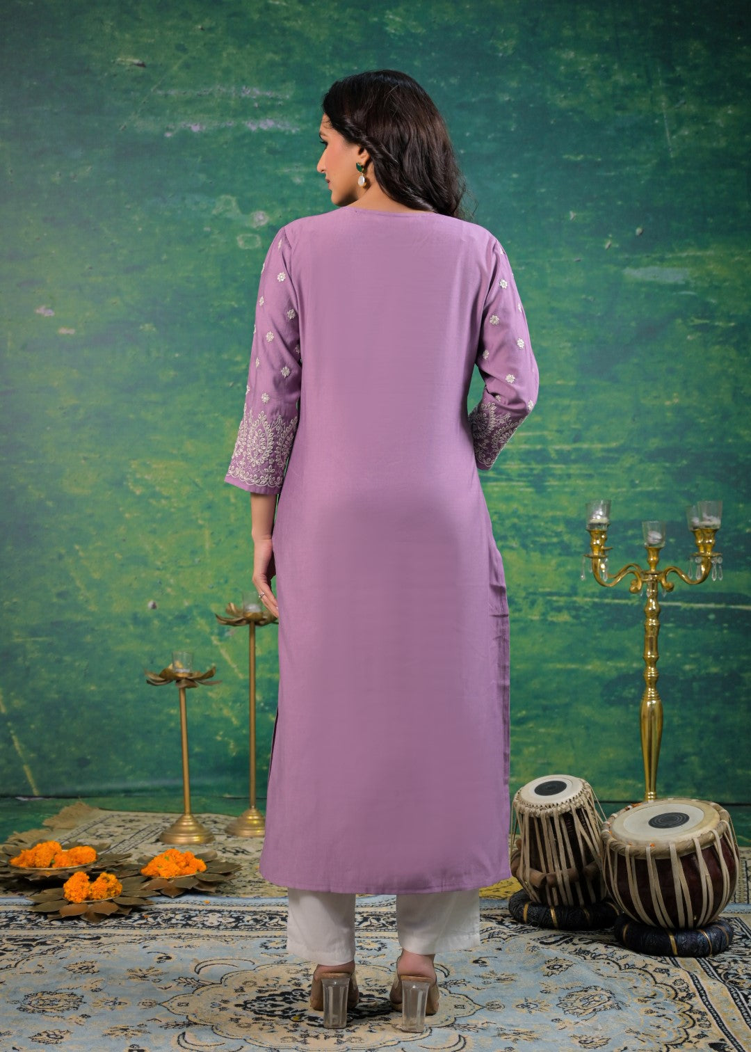 Sarvari Lavender Embroidered Kurti