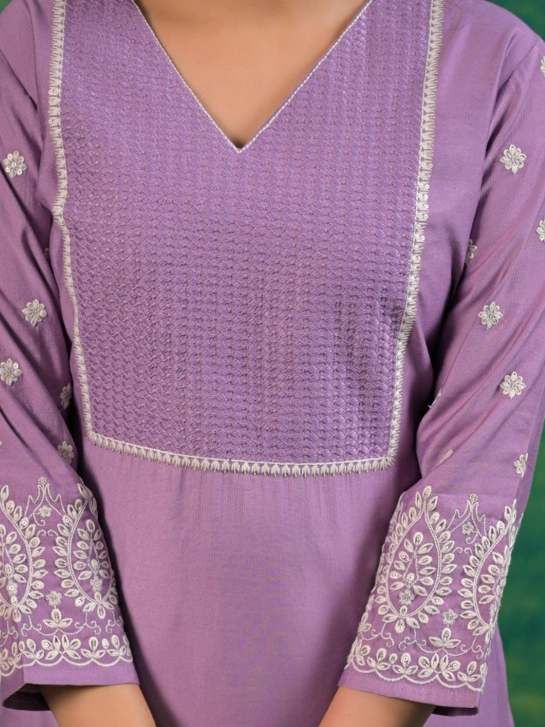 Sarvari Lavender Embroidered Kurti