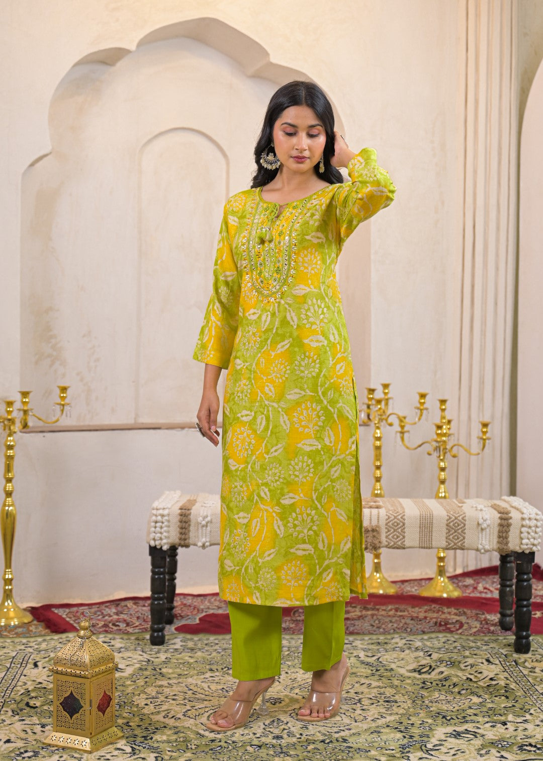 Shanti Pear Printed Cotton Work Suit Set