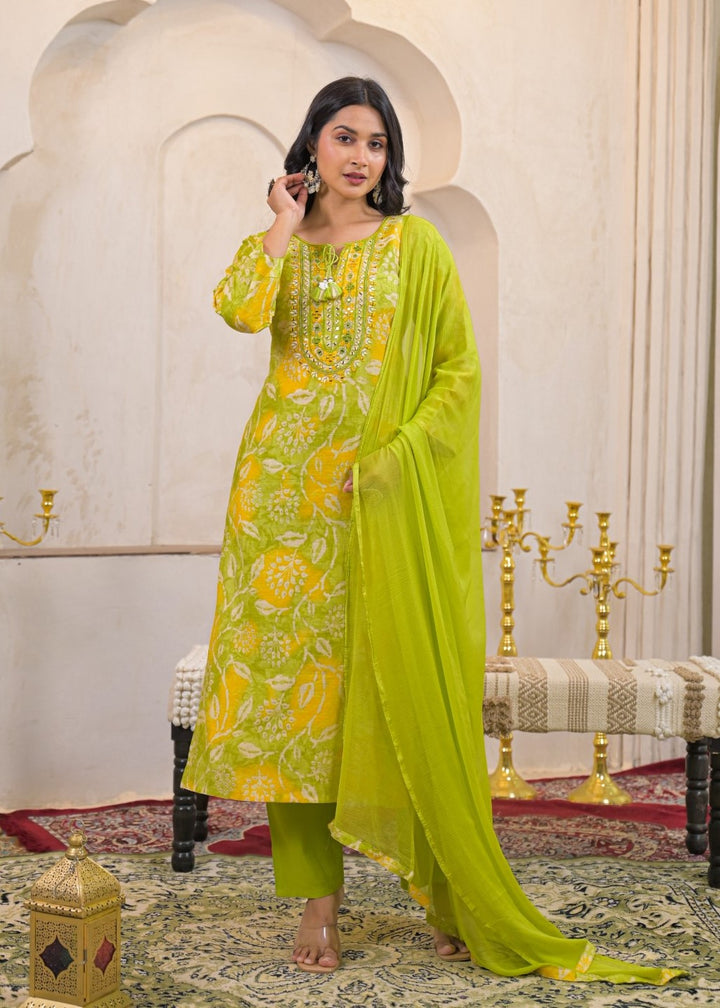 Shanti Pear Printed Cotton Work Suit Set