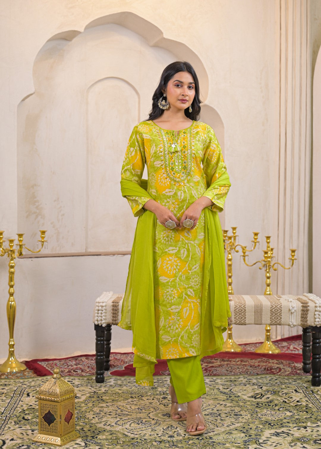 Shanti Pear Printed Cotton Work Suit Set