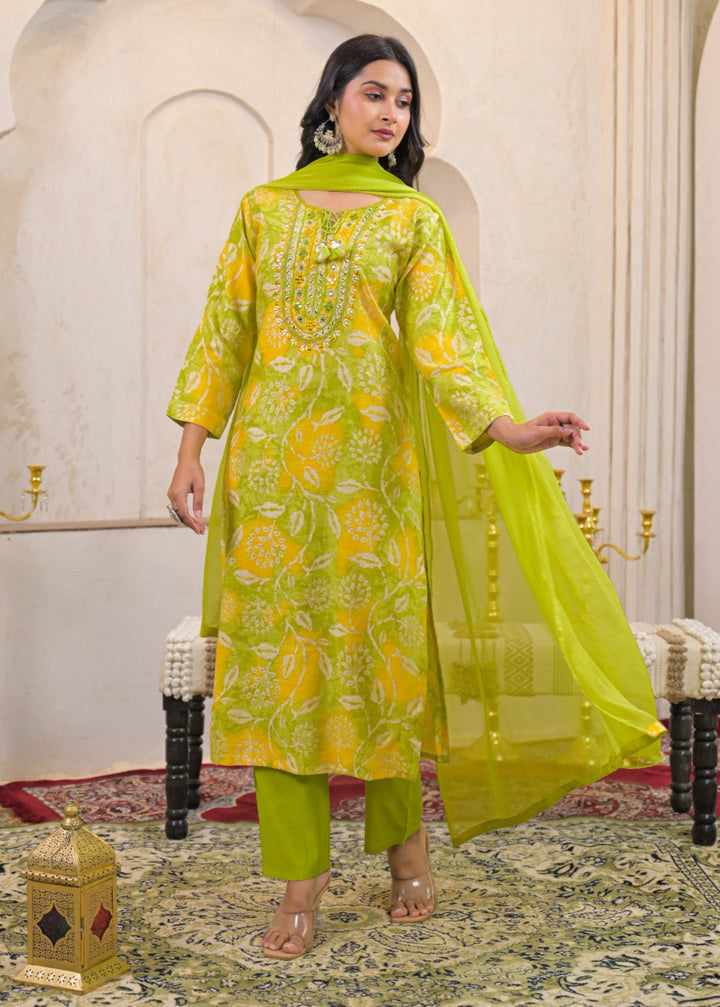 Shanti Pear Printed Cotton Work Suit Set