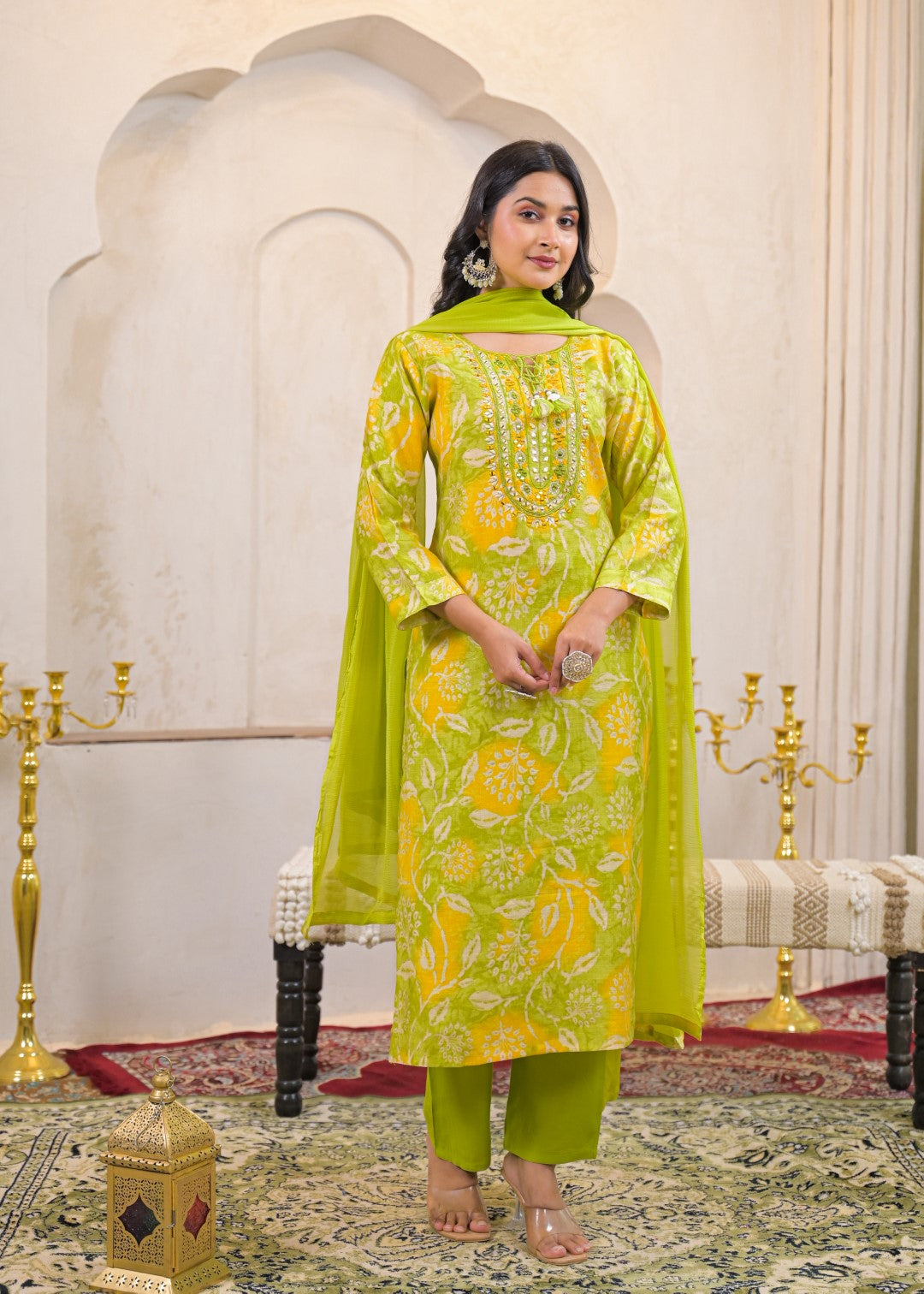 Shanti Pear Printed Cotton Work Suit Set