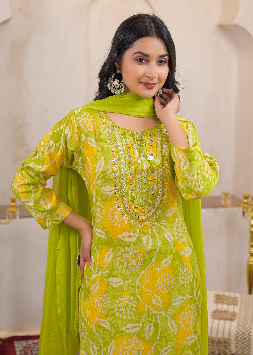 Shanti Pear Printed Cotton Work Suit Set