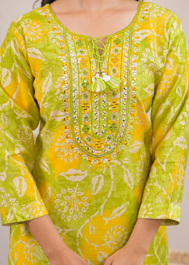Shanti Pear Printed Cotton Work Suit Set