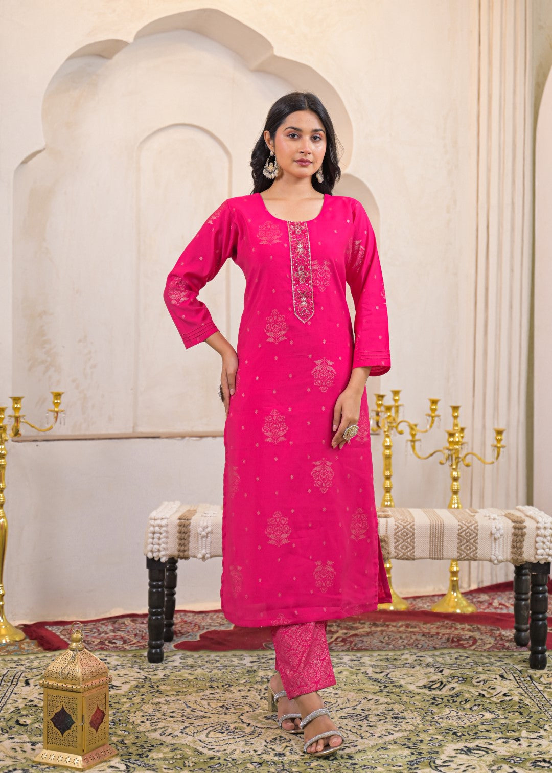 Shanti Raspberry Work Suit Set