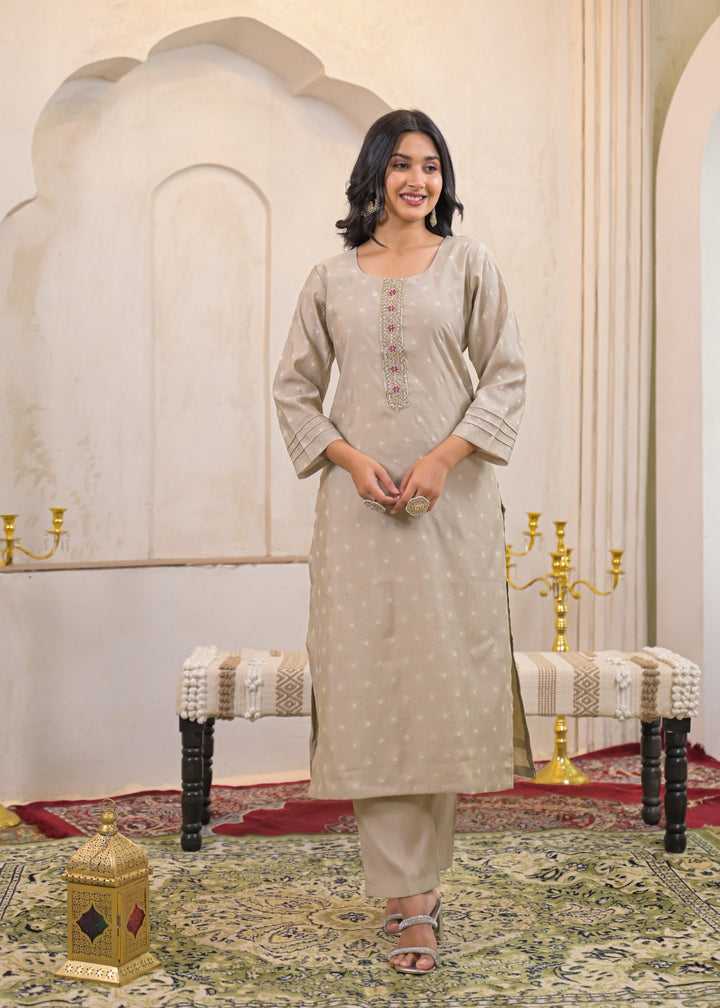 Shanti Nickel Printed Work Suit Set