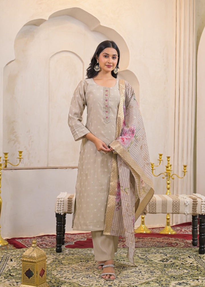 Shanti Nickel Printed Work Suit Set