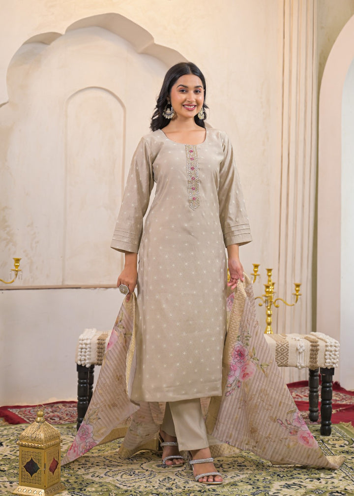 Shanti Nickel Printed Work Suit Set